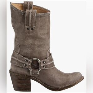 Frye Carmen Harness Short Boots, Grey Sz US 7 (Runs big)